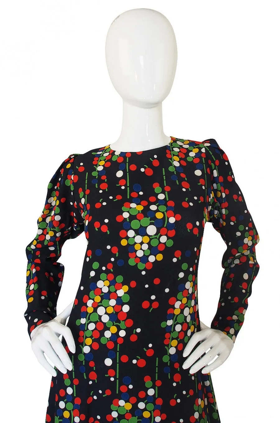 1970s Dotted Silk Yves Saint Laurent Dress