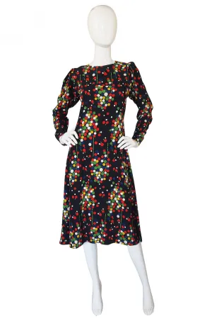 1970s Dotted Silk Yves Saint Laurent Dress