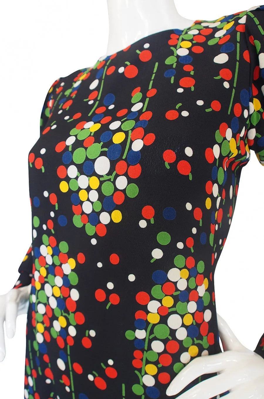 1970s Dotted Silk Yves Saint Laurent Dress