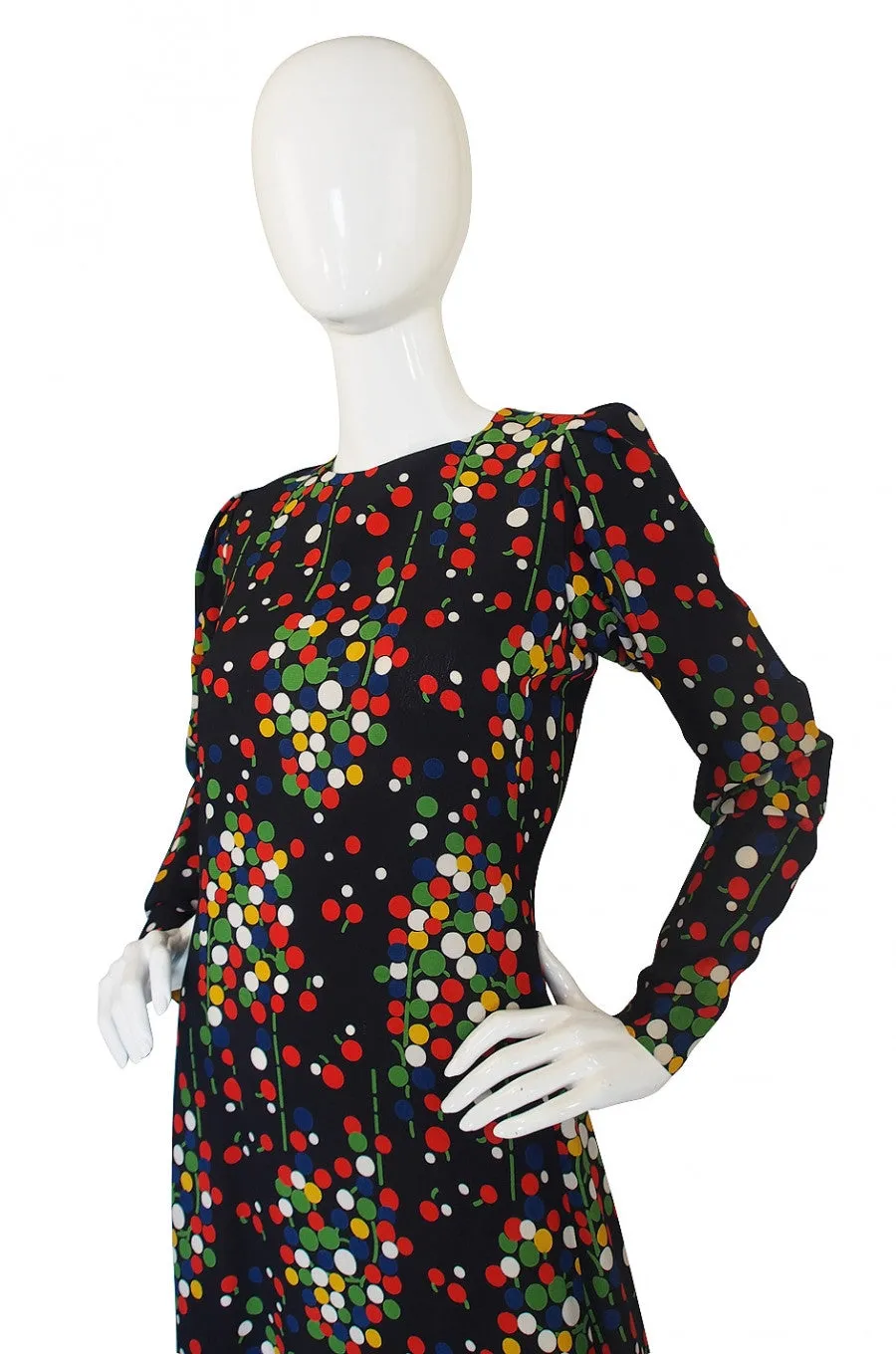 1970s Dotted Silk Yves Saint Laurent Dress