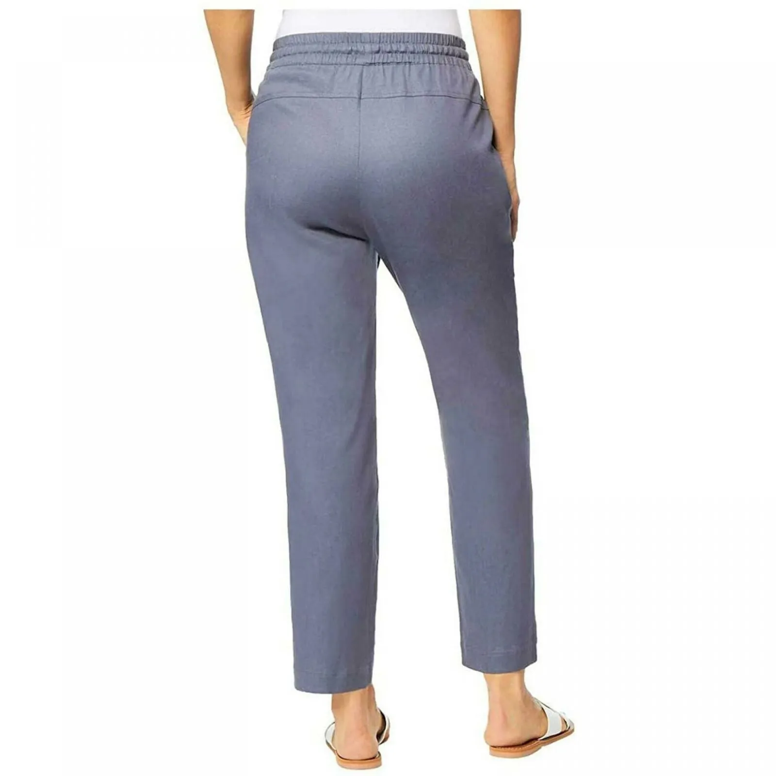 32 Degrees Cool Women's Stretch Linen Blend Ankle Pants Gray Large