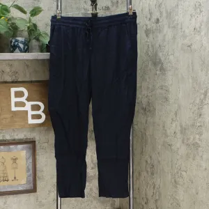 32 Degrees Women's Stretch Linen Blend Ankle Pants Navy Medium