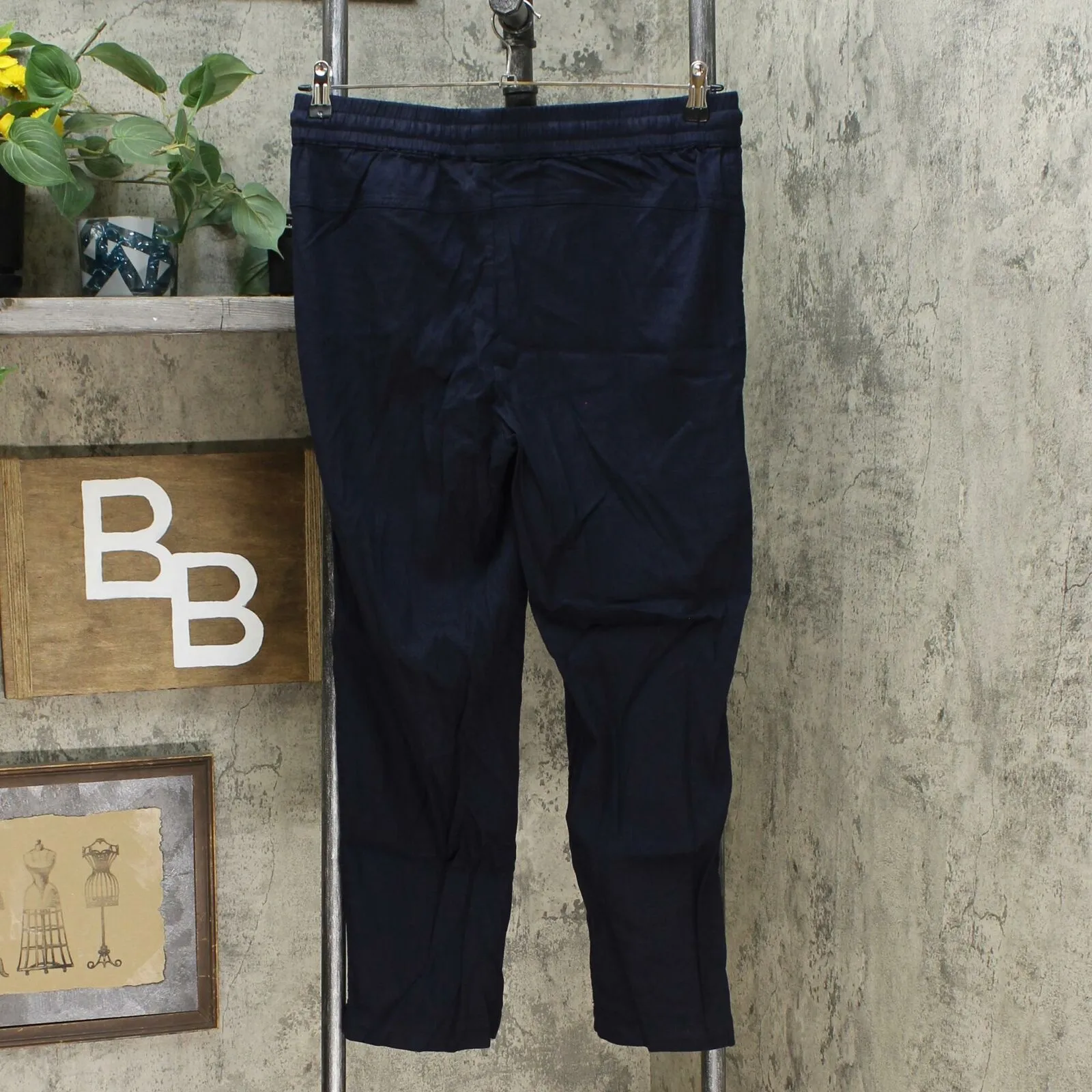 32 Degrees Women's Stretch Linen Blend Ankle Pants Navy Medium