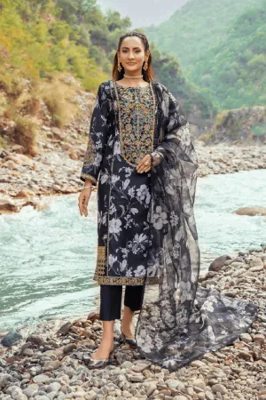 3PC Stitched | Embroidered Raw Silk Suit