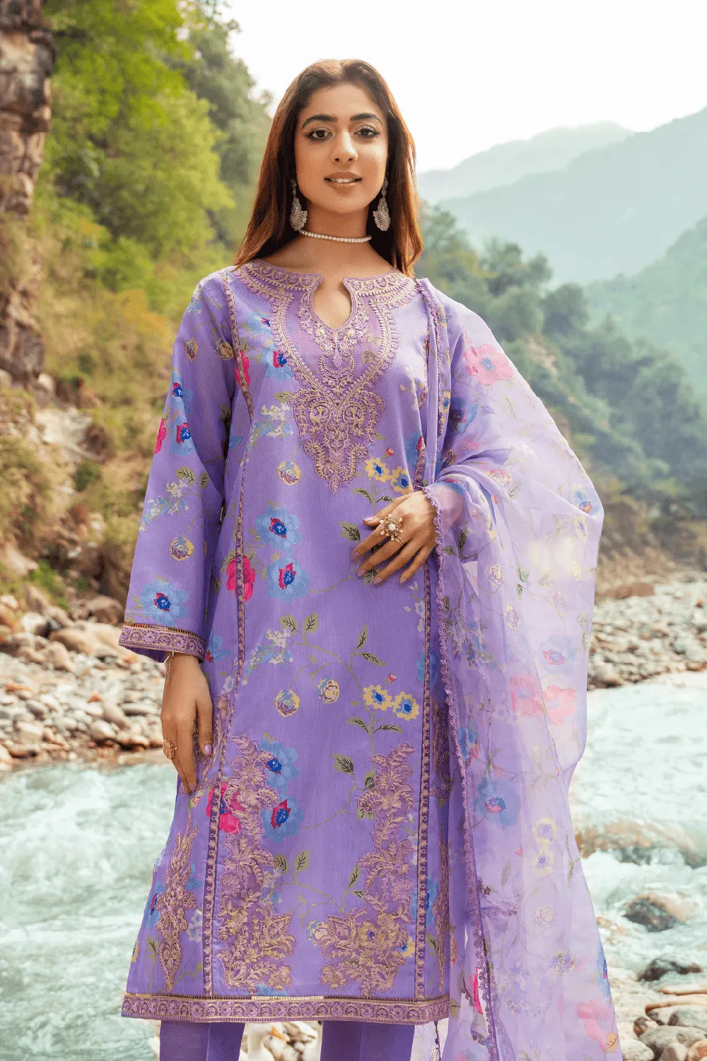 3PC Stitched | Embroidered Raw Silk Suit