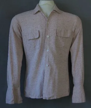 50s Men's Vintage Shirt by Hagoromo Japan Long Sleeve Slubbed Silk Small to Medium VFG