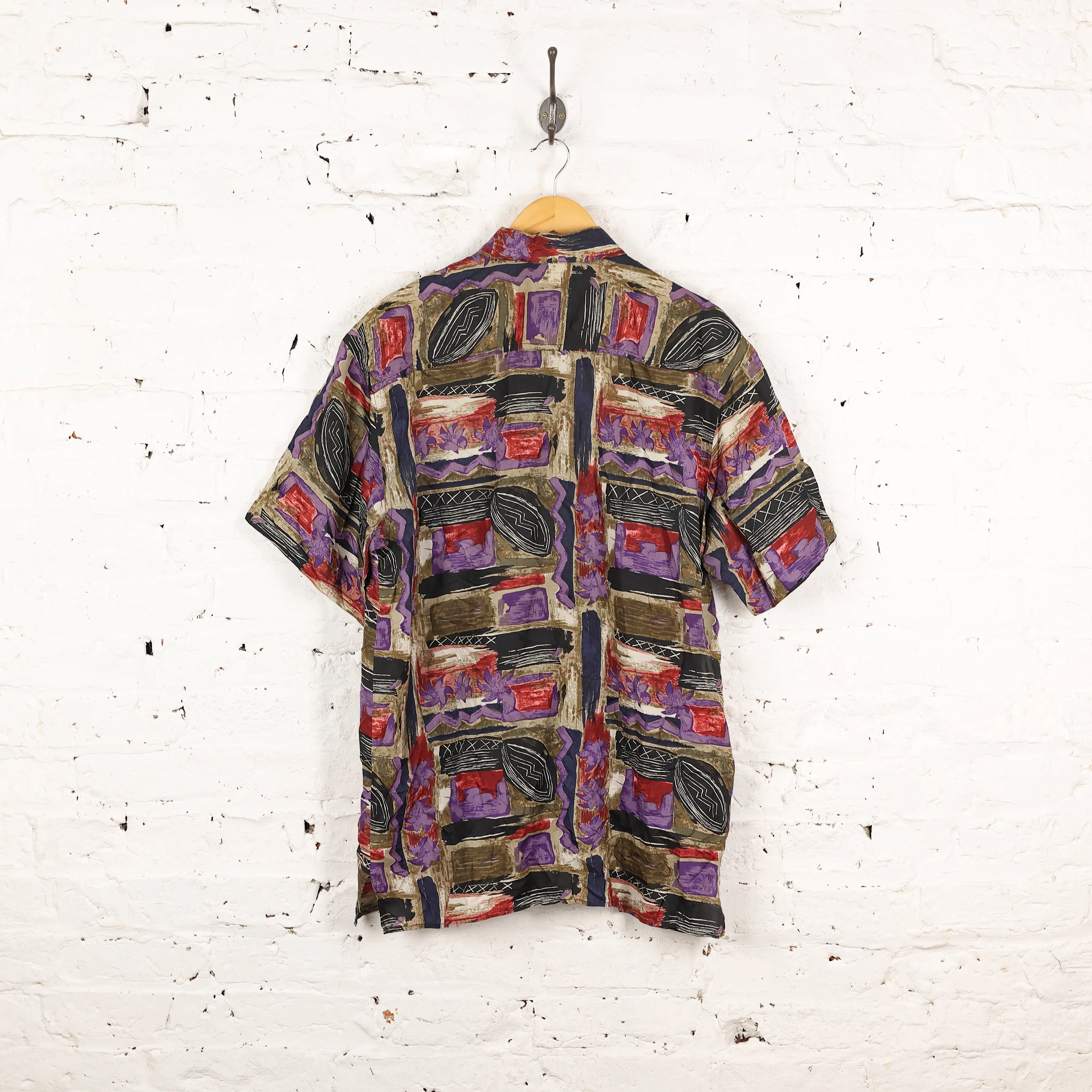 90s Silk Pattern Shit - Purple - L