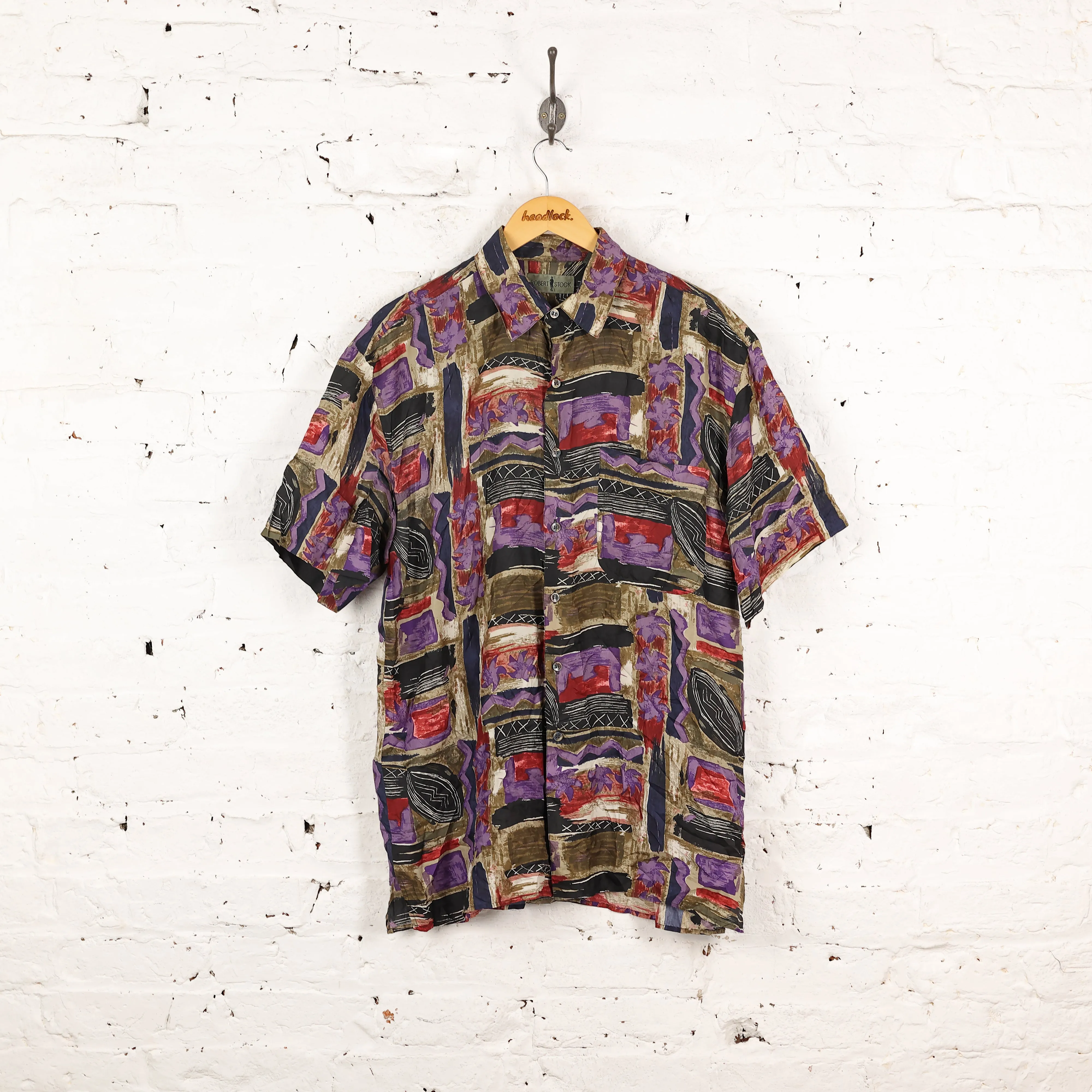 90s Silk Pattern Shit - Purple - L