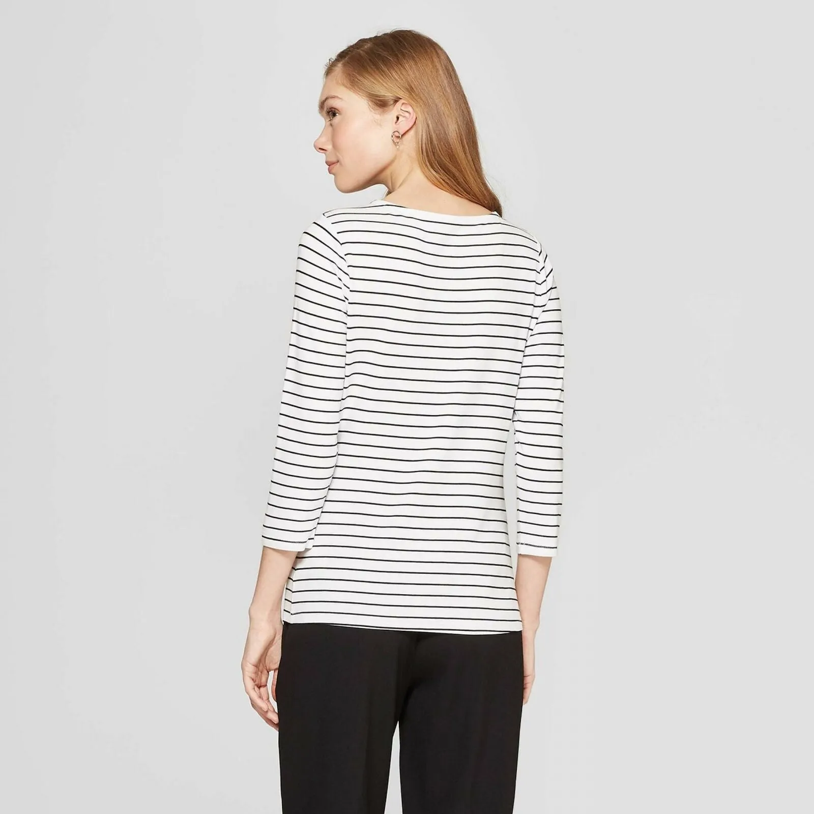 A New Day Women's Stretch 3/4 Sleeve Clean Boat Neck T-Shirt