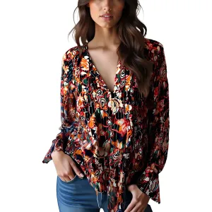 A.L.C. Womens Floral Print Silk Blouse