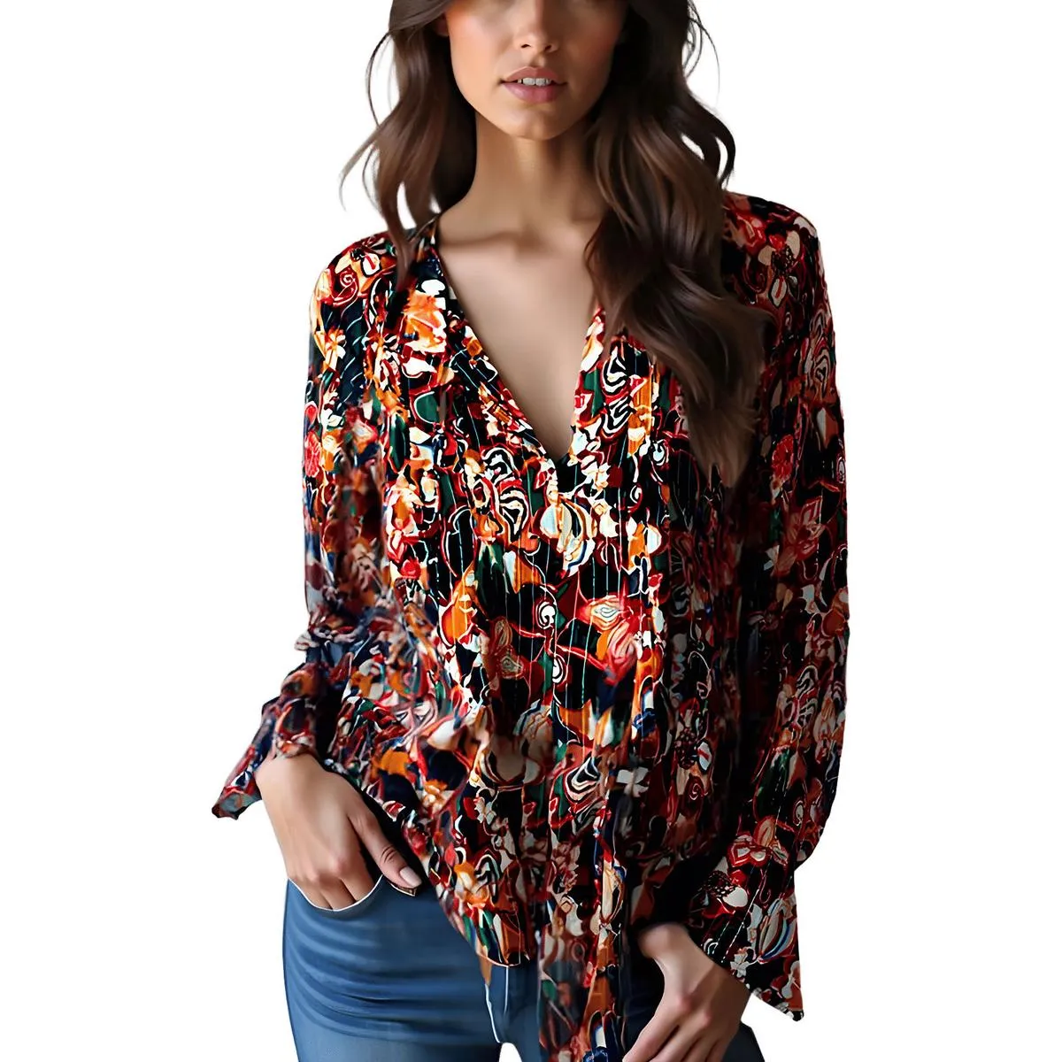 A.L.C. Womens Floral Print Silk Blouse