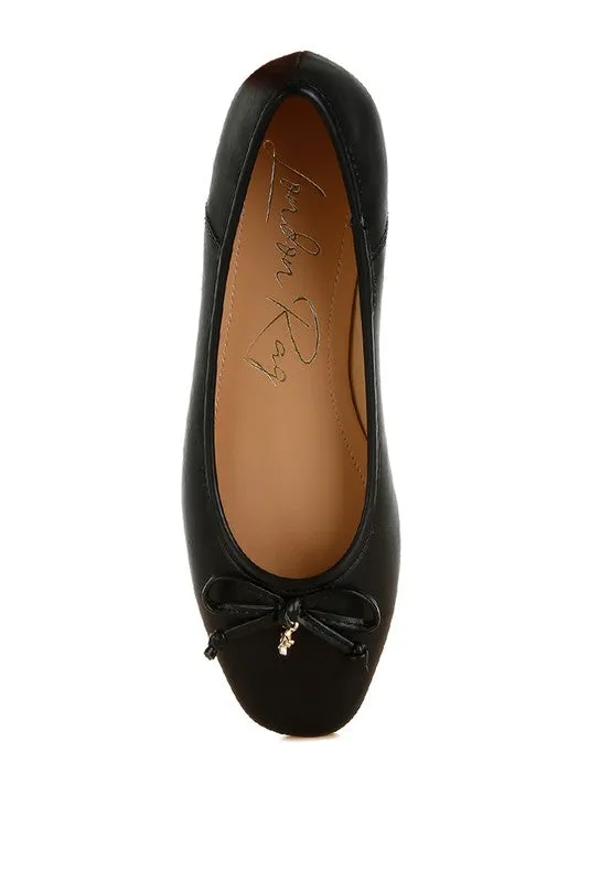 Allison Vegan Leather Flats - Bow Detail, Cushioned Comfort