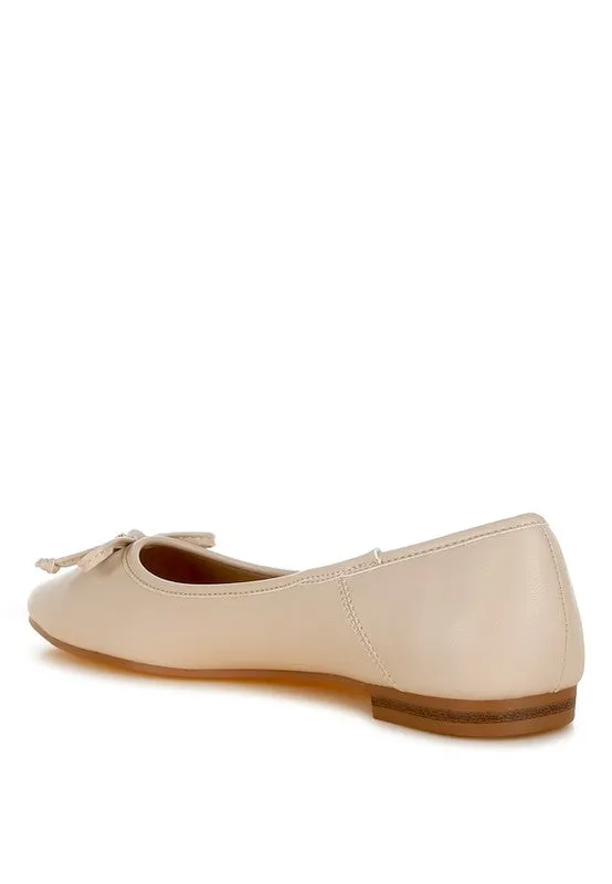 Allison Vegan Leather Flats - Bow Detail, Cushioned Comfort