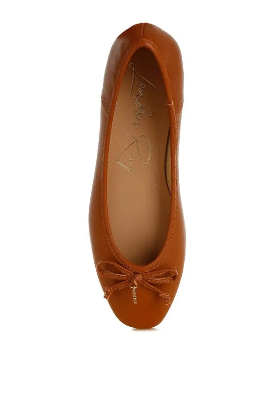 Allison Vegan Leather Flats - Bow Detail, Cushioned Comfort