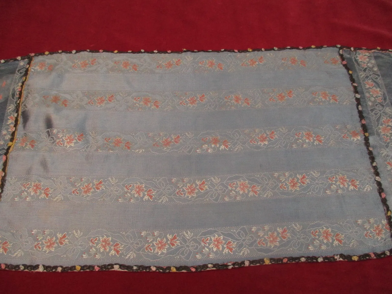 Antique Victorian Silk Damask table runner