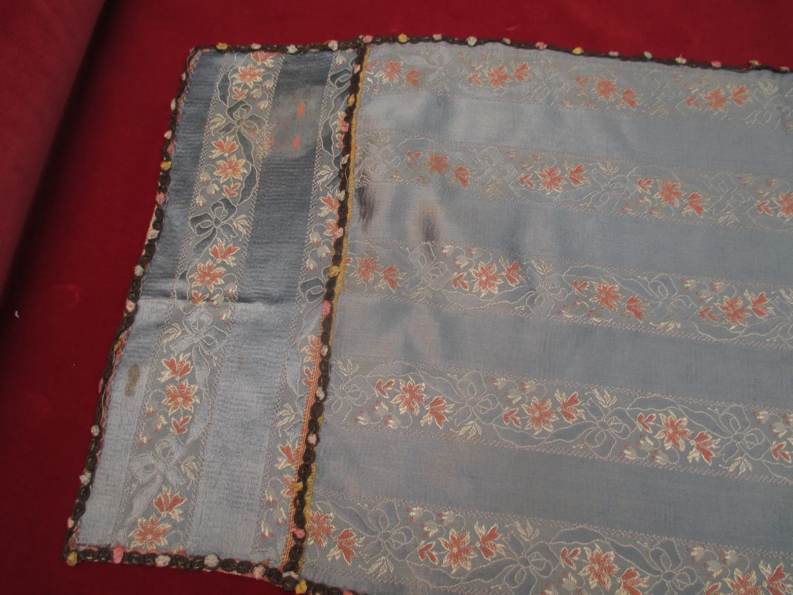 Antique Victorian Silk Damask table runner