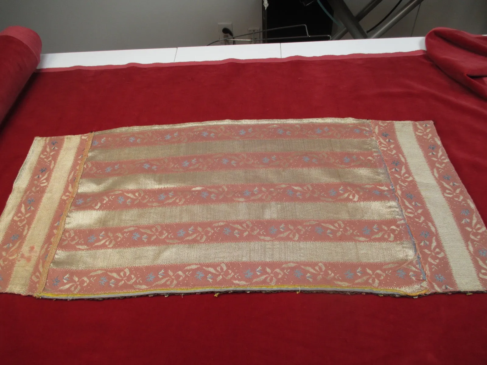 Antique Victorian Silk Damask table runner