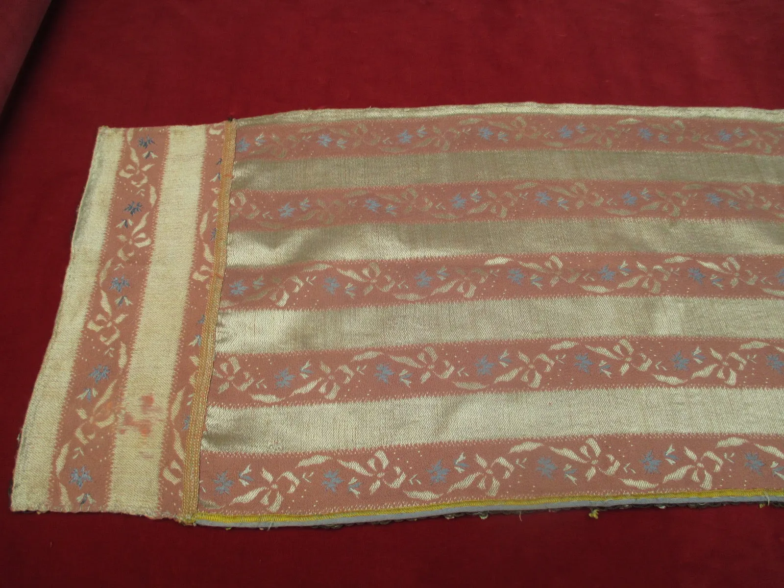 Antique Victorian Silk Damask table runner