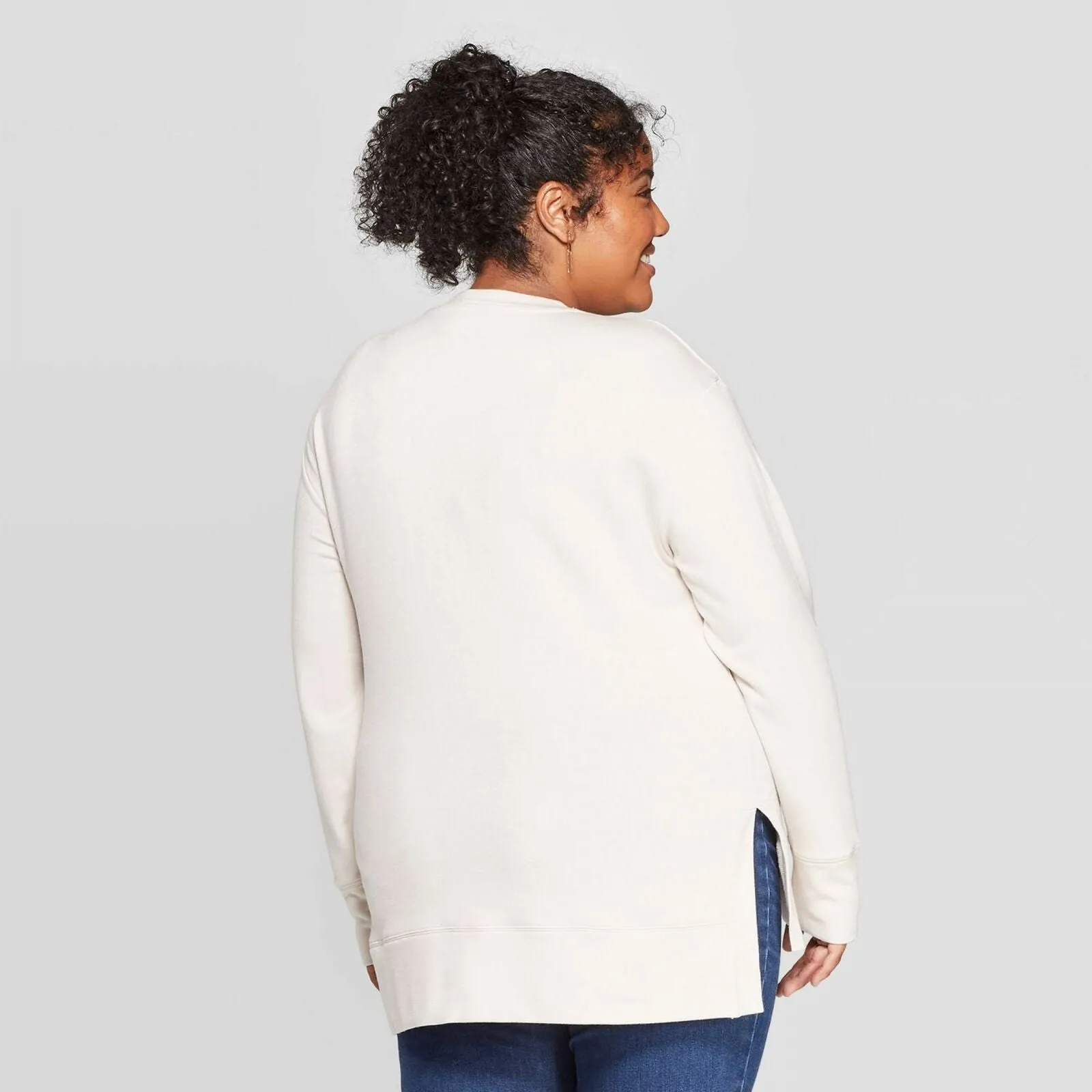Ava & Viv Women's Plus Size Lightweight Long Sleeve Crewneck Sweatshirt