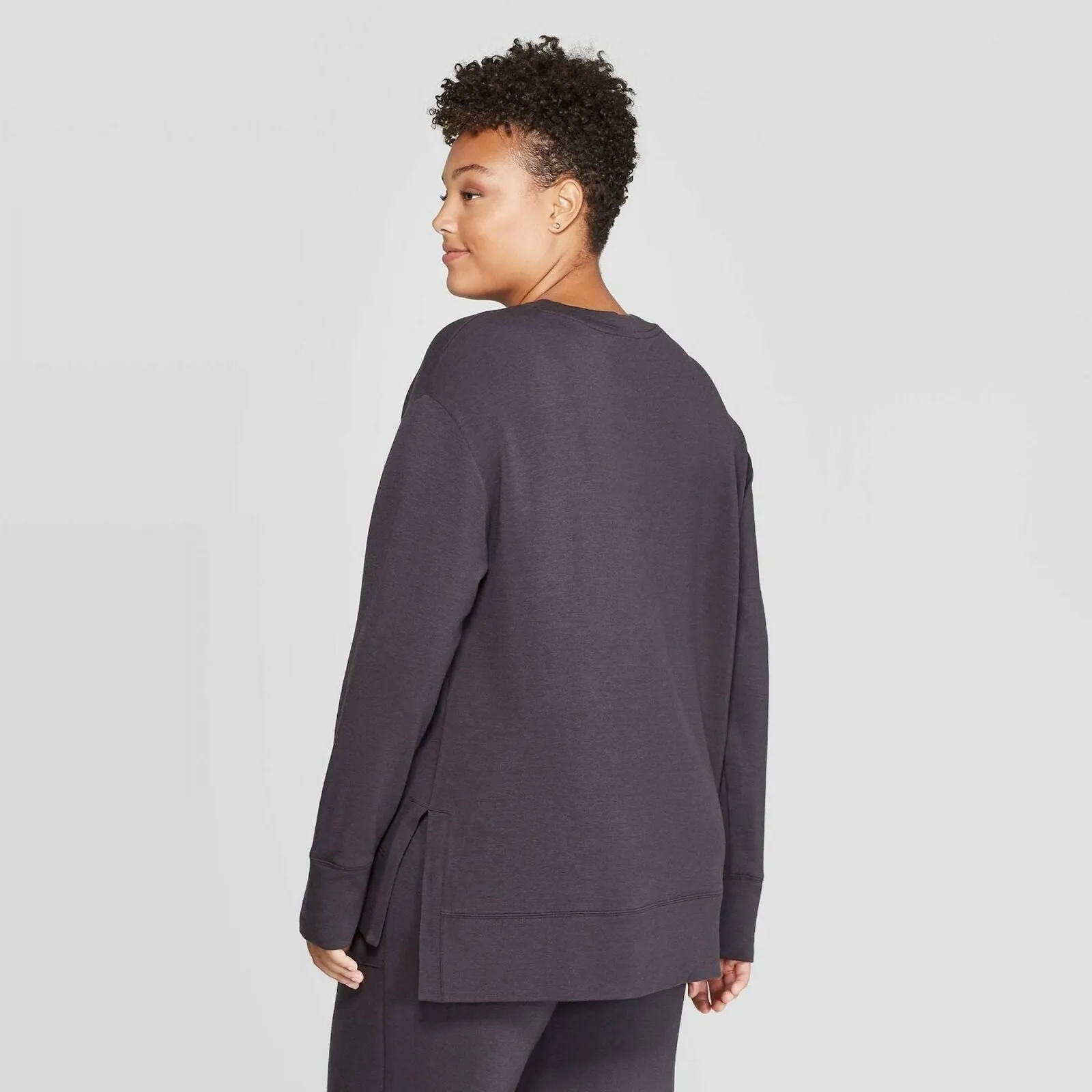 Ava & Viv Women's Plus Size Lightweight Long Sleeve Crewneck Sweatshirt