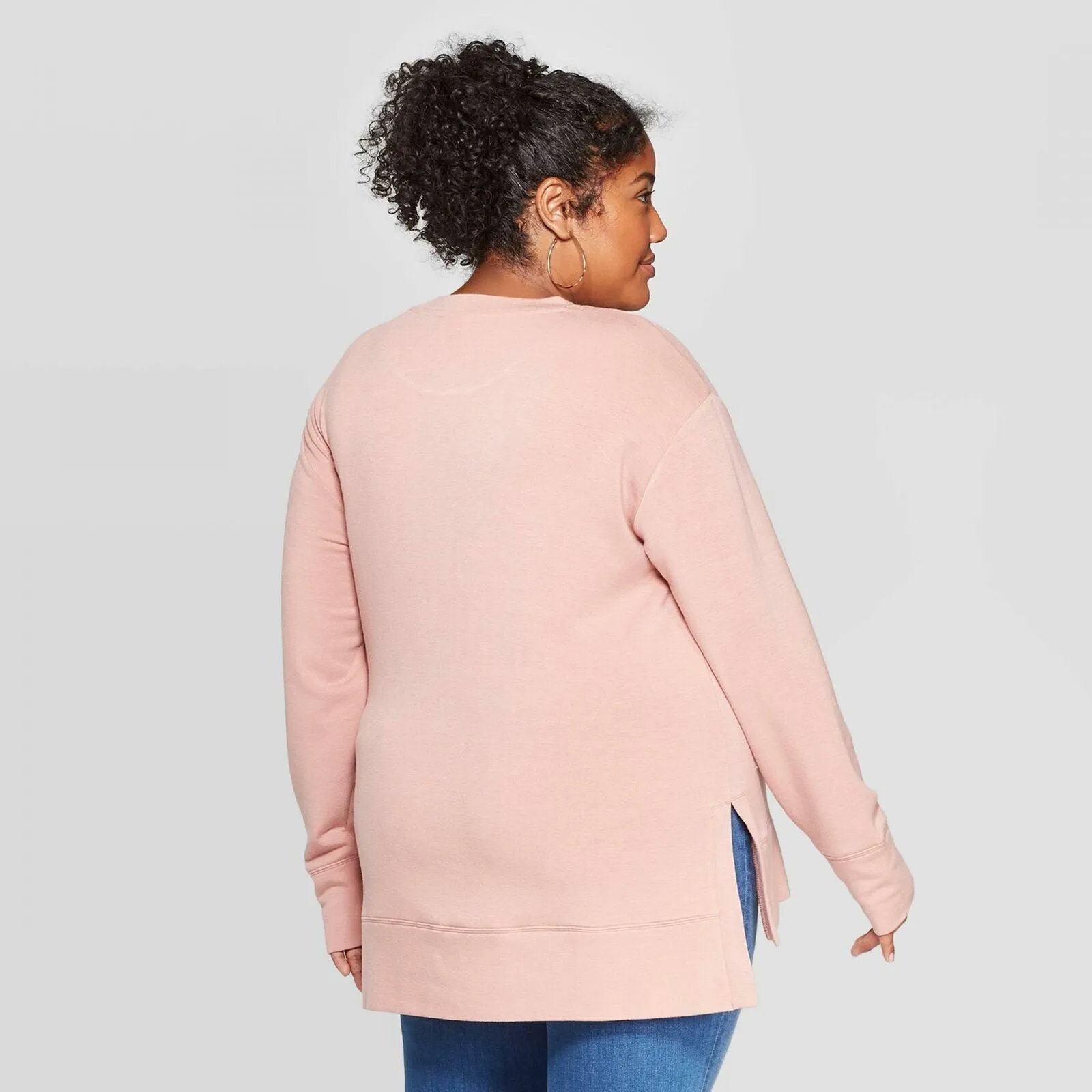 Ava & Viv Women's Plus Size Lightweight Long Sleeve Crewneck Sweatshirt