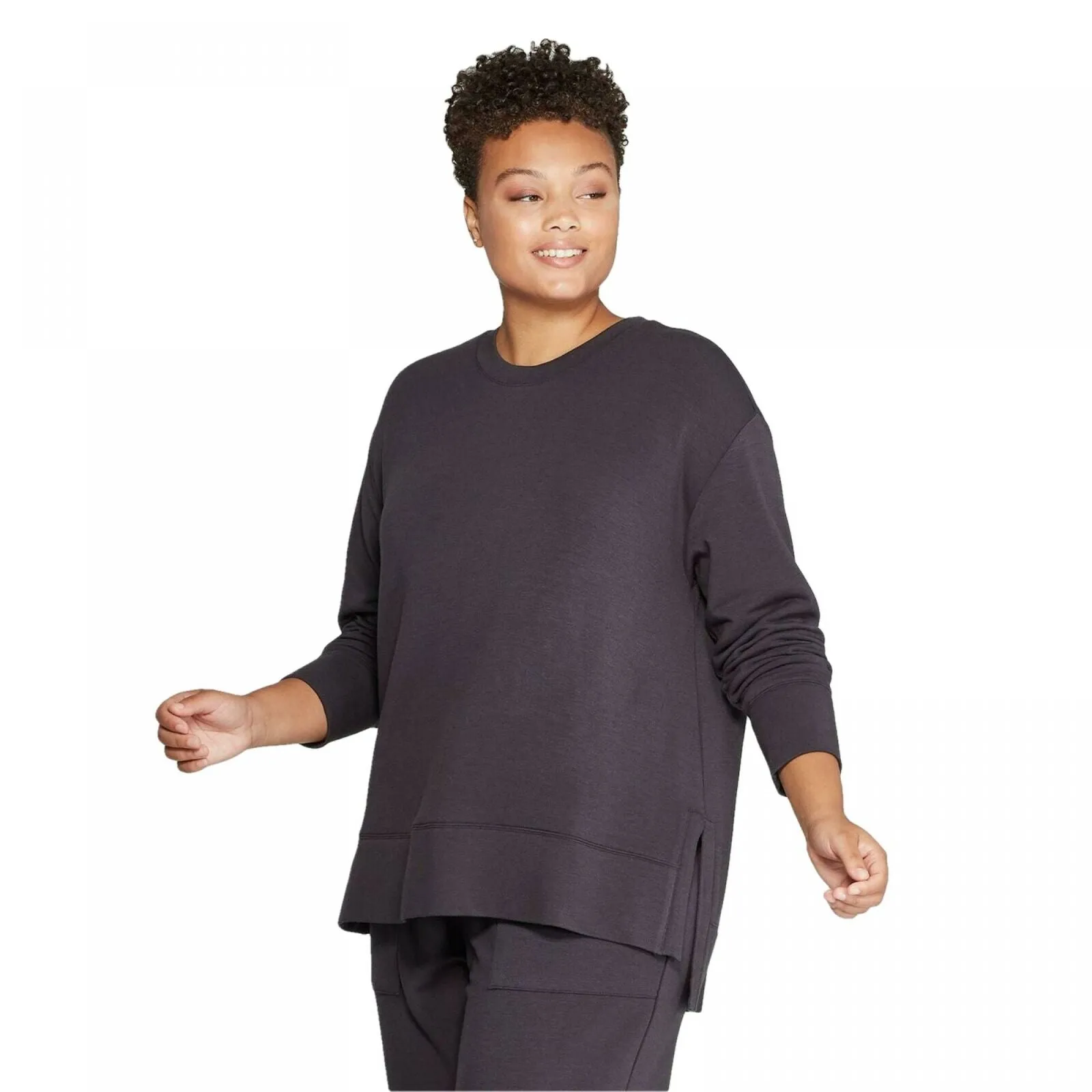 Ava & Viv Women's Plus Size Lightweight Long Sleeve Crewneck Sweatshirt
