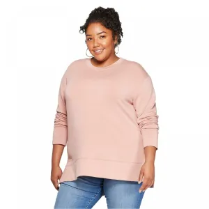 Ava & Viv Women's Plus Size Lightweight Long Sleeve Crewneck Sweatshirt
