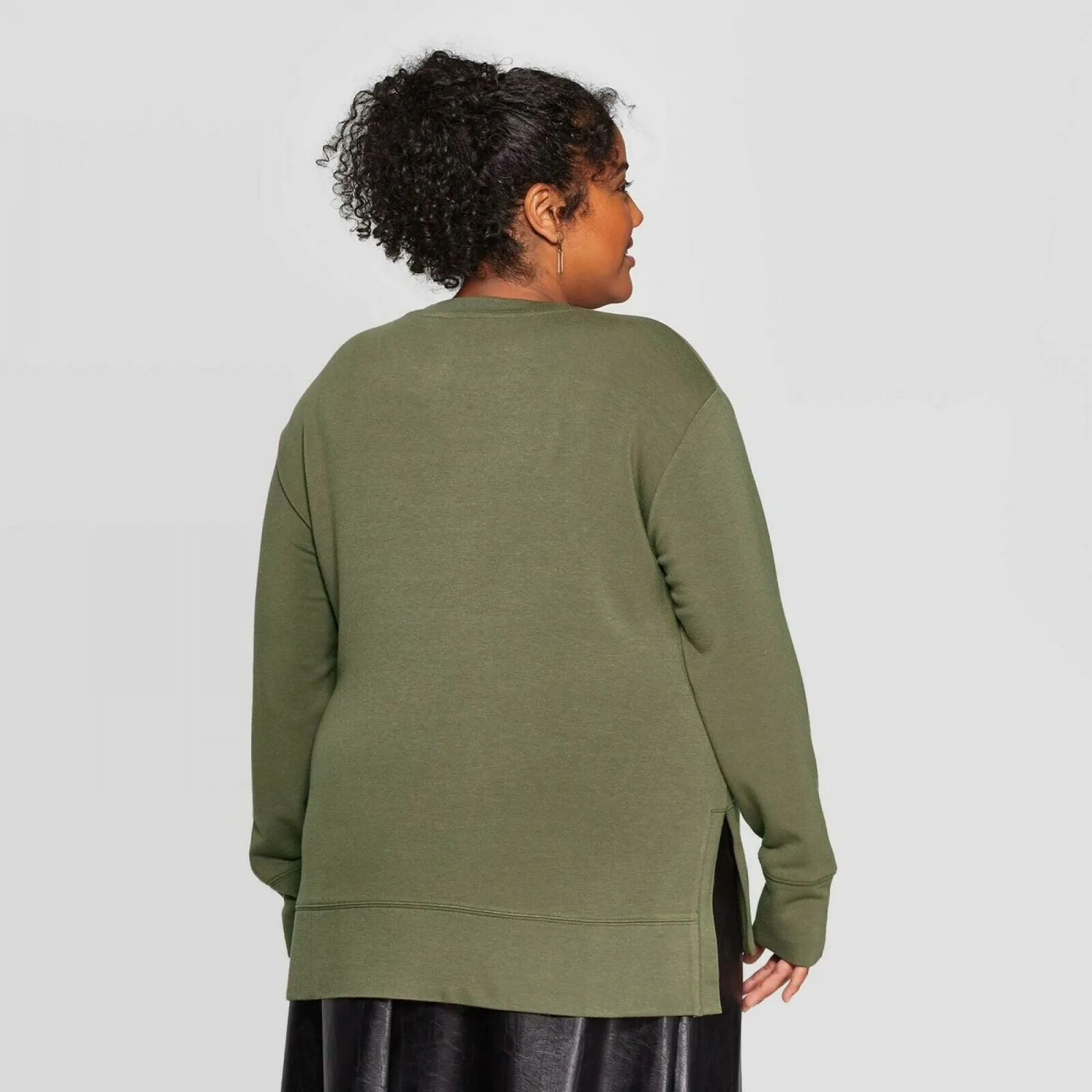 Ava & Viv Women's Plus Size Lightweight Long Sleeve Crewneck Sweatshirt