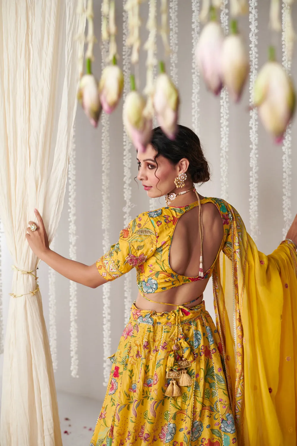 Bagicha Yellow Lehenga Set Of 3