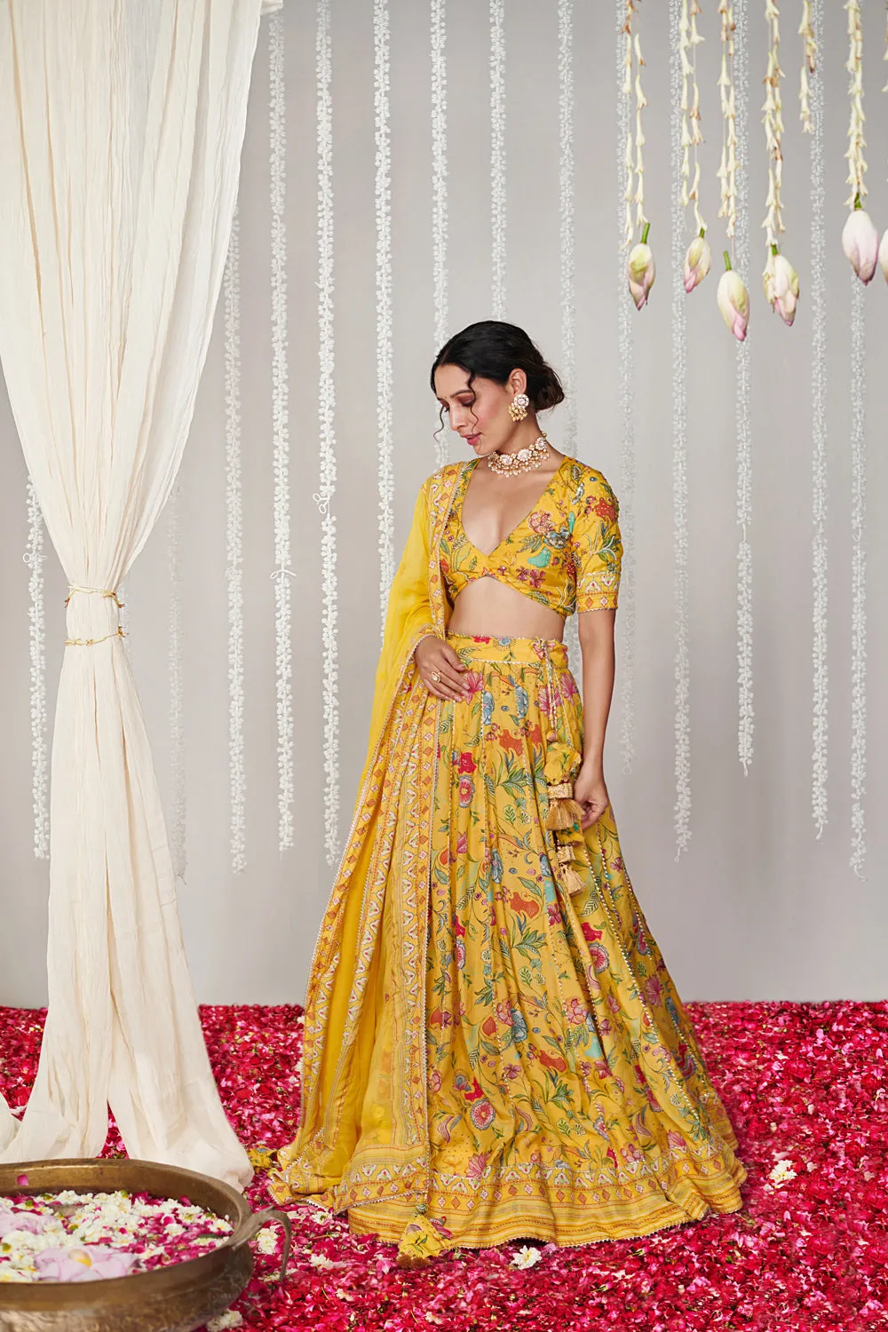 Bagicha Yellow Lehenga Set Of 3