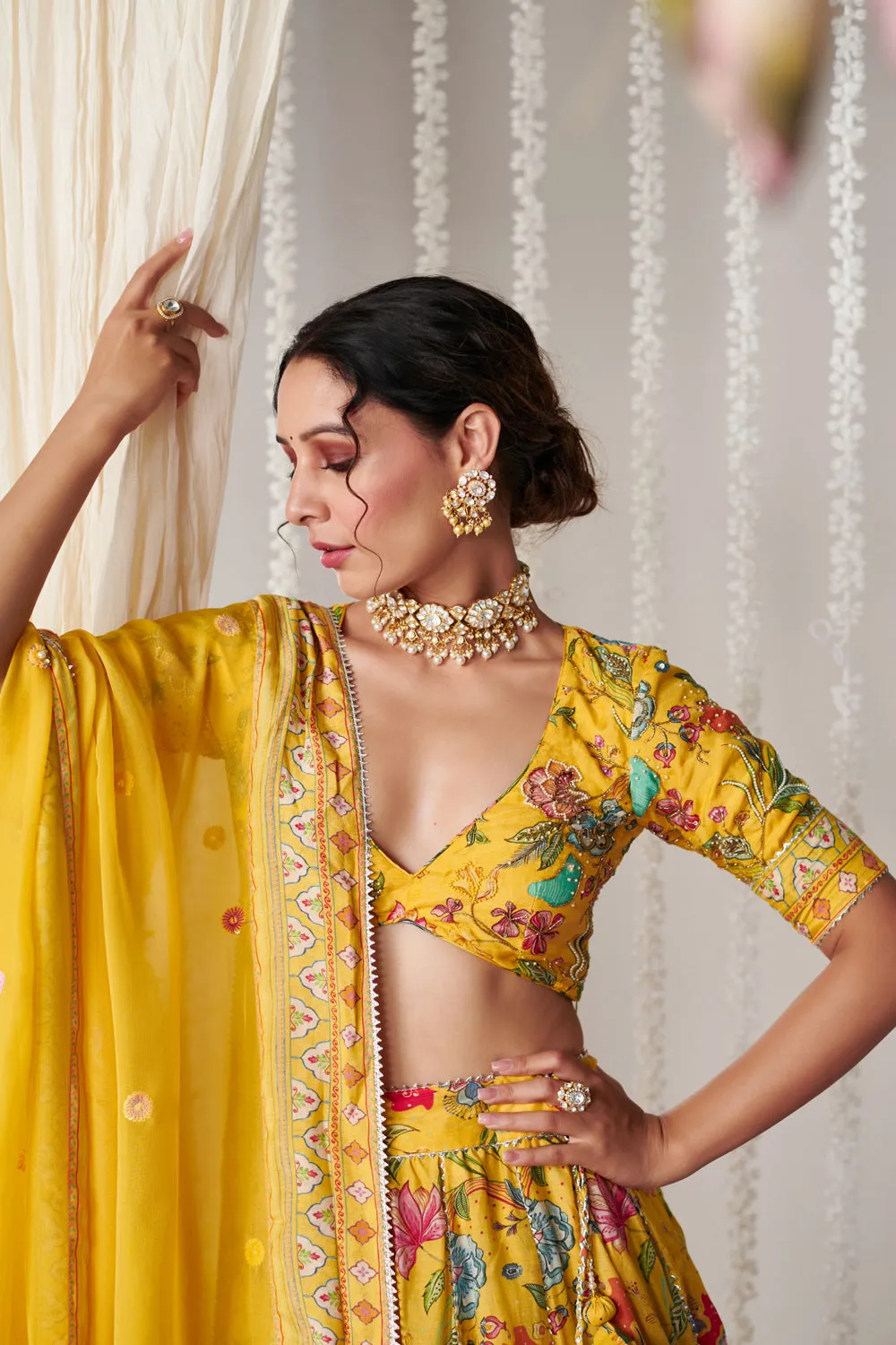 Bagicha Yellow Lehenga Set Of 3