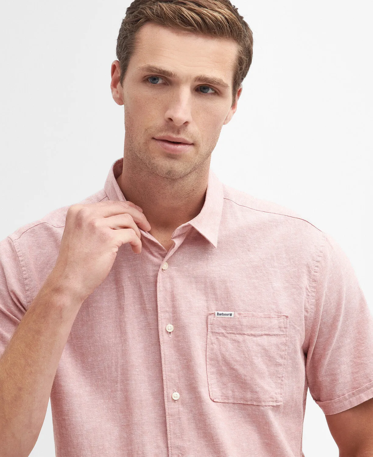 Barbour Mens Nelson Summer shirt - Navy or Pink clay