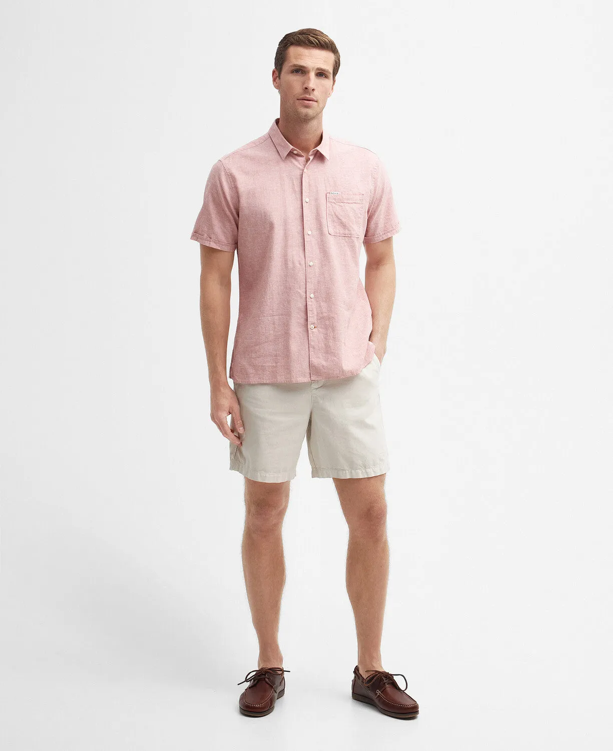 Barbour Mens Nelson Summer shirt - Navy or Pink clay