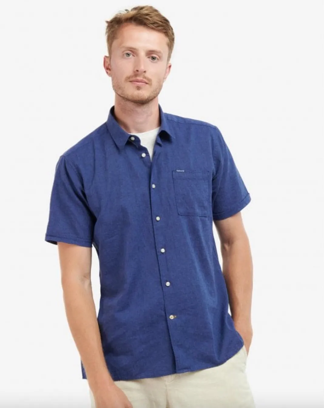 Barbour Mens Nelson Summer shirt - Navy or Pink clay