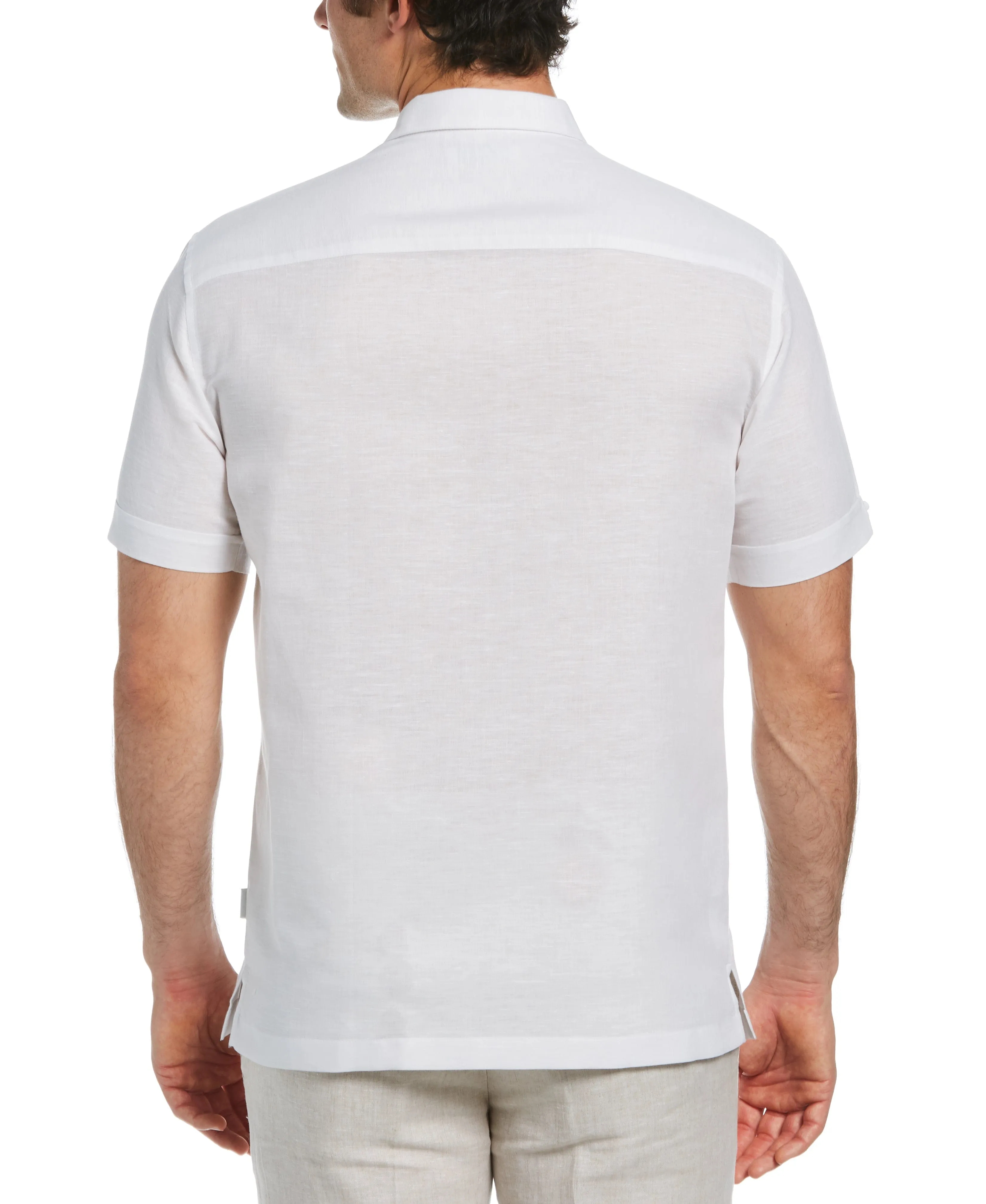Big & Tall Paisley Embroidered Panel Linen-Blend Shirt