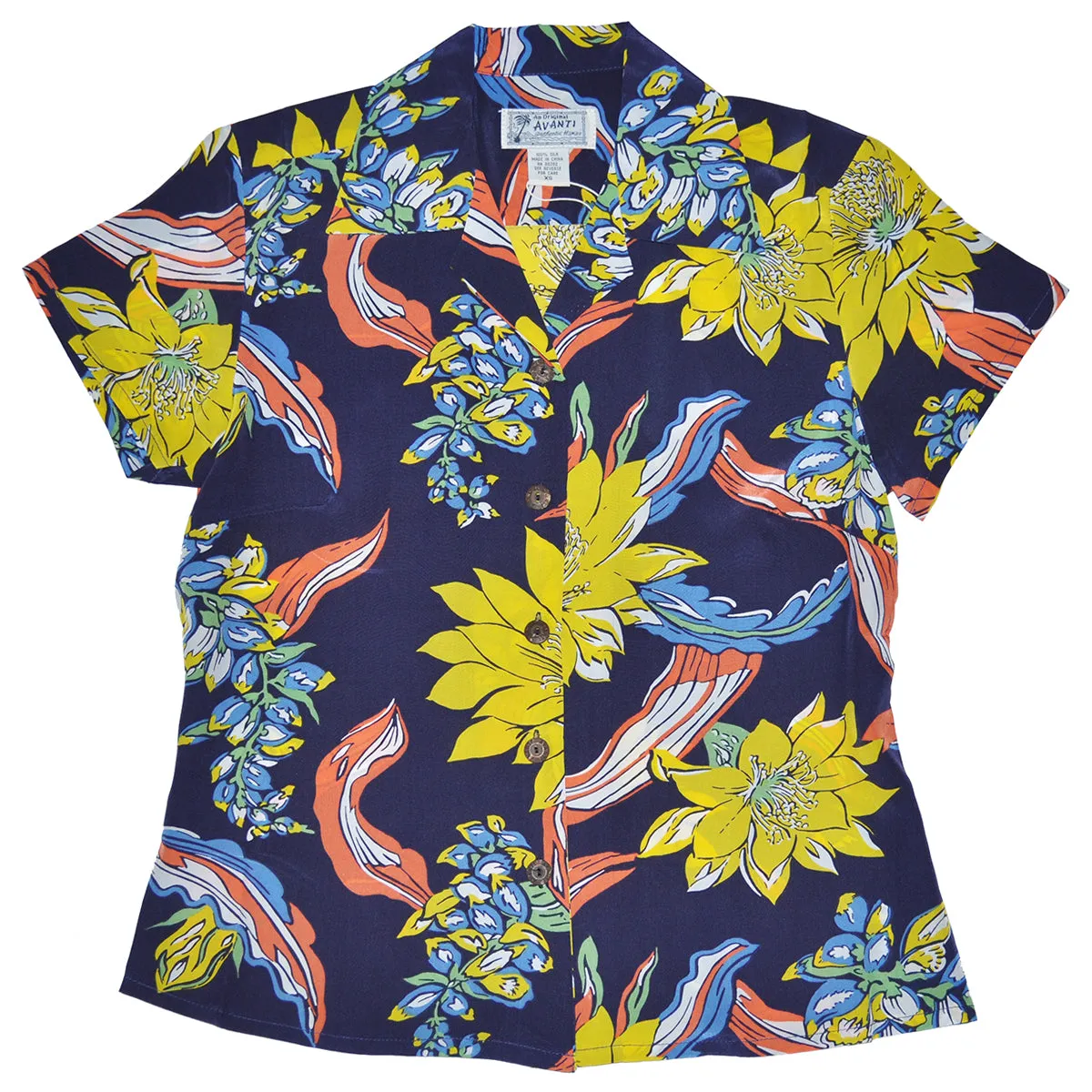 Big Floral (Women's Shirt) - Navy