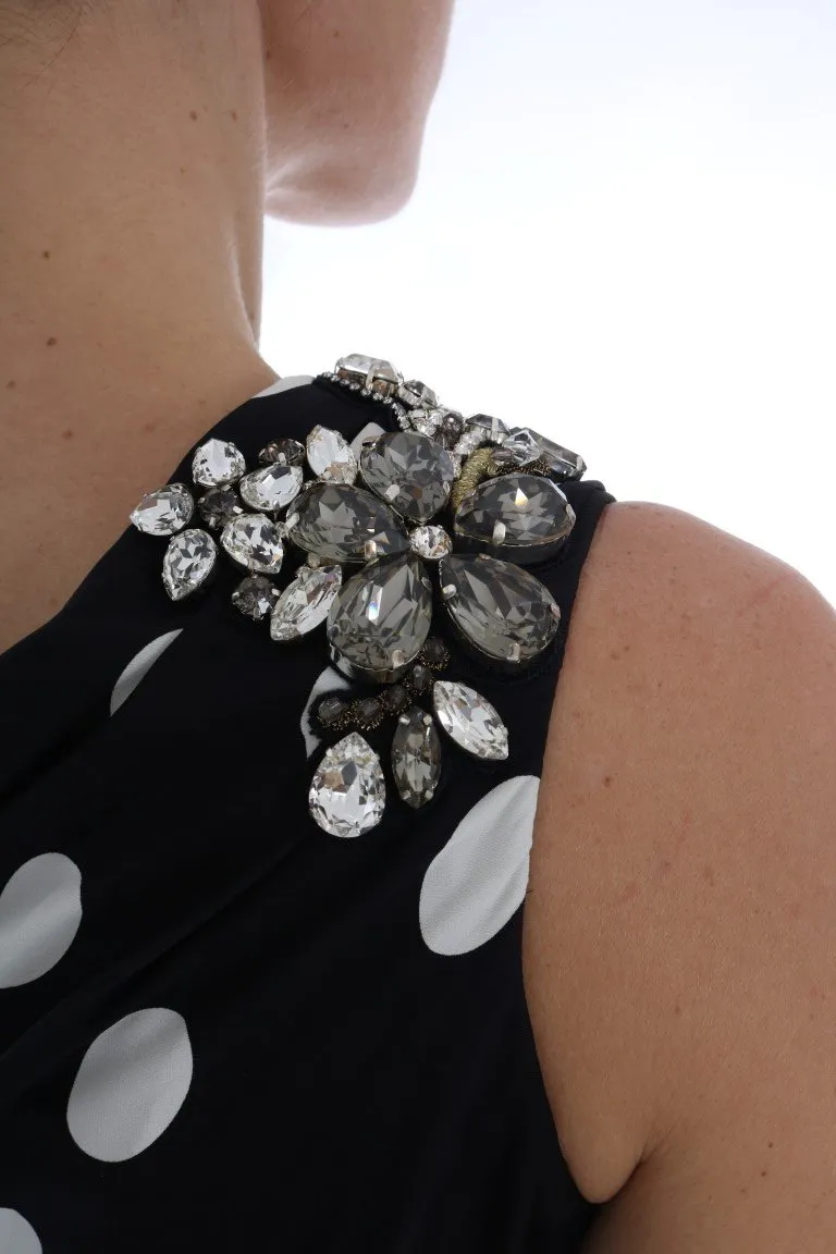 Black White SARTORIA Silk Crystal Dress