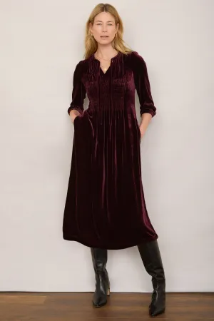 Bree Silk Blend Velvet Dress - Plum