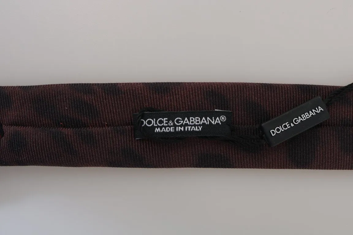 Brown Silk Black Dotted Slim Tie