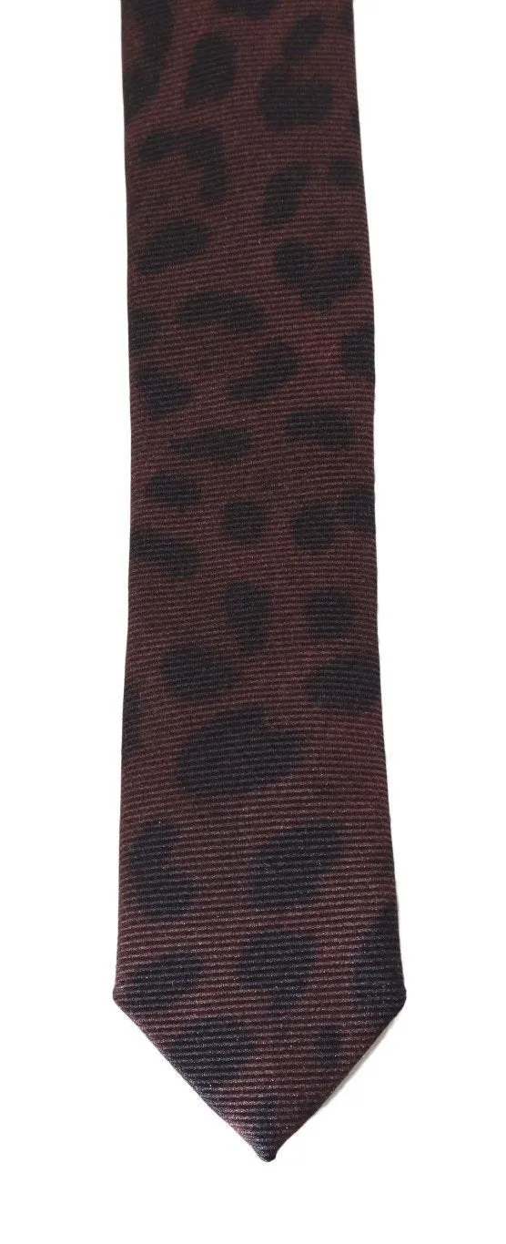 Brown Silk Black Dotted Slim Tie