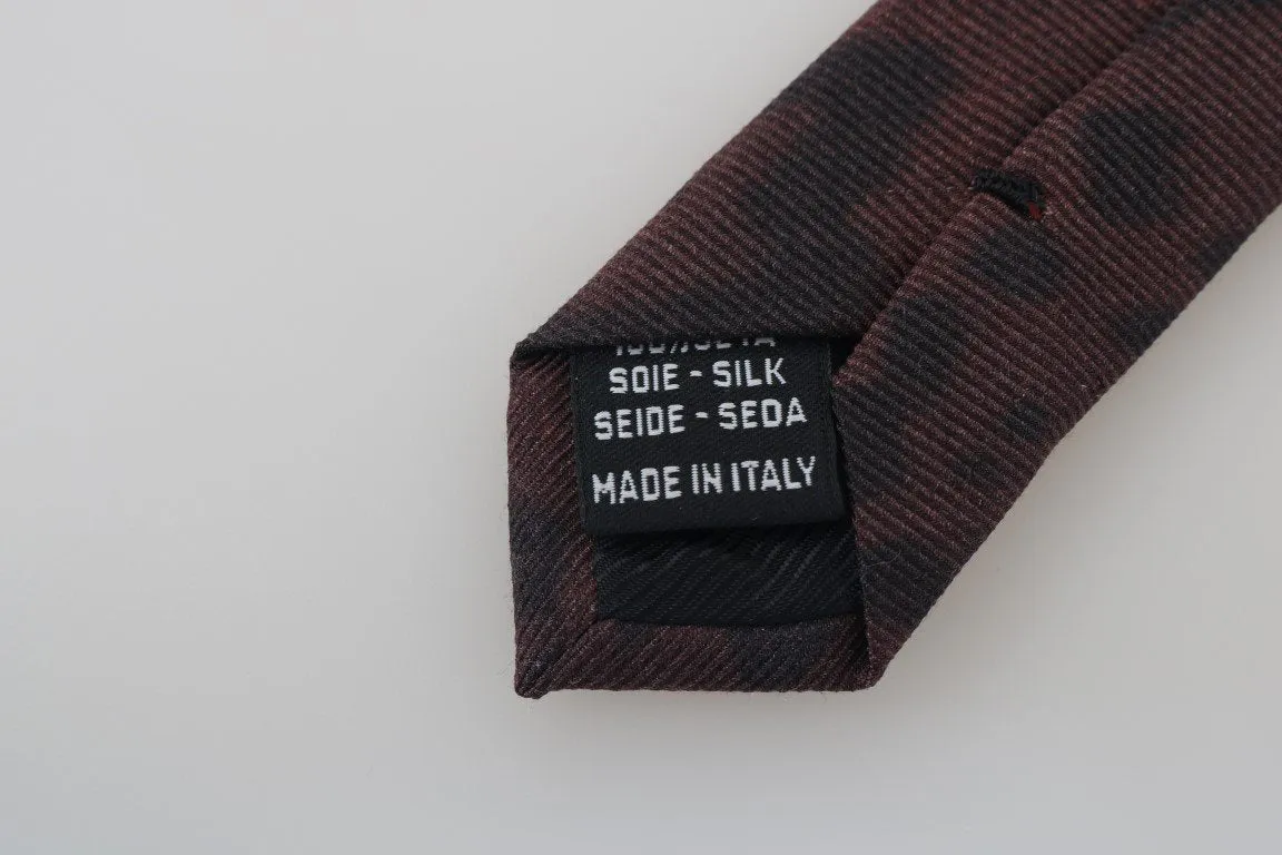 Brown Silk Black Dotted Slim Tie