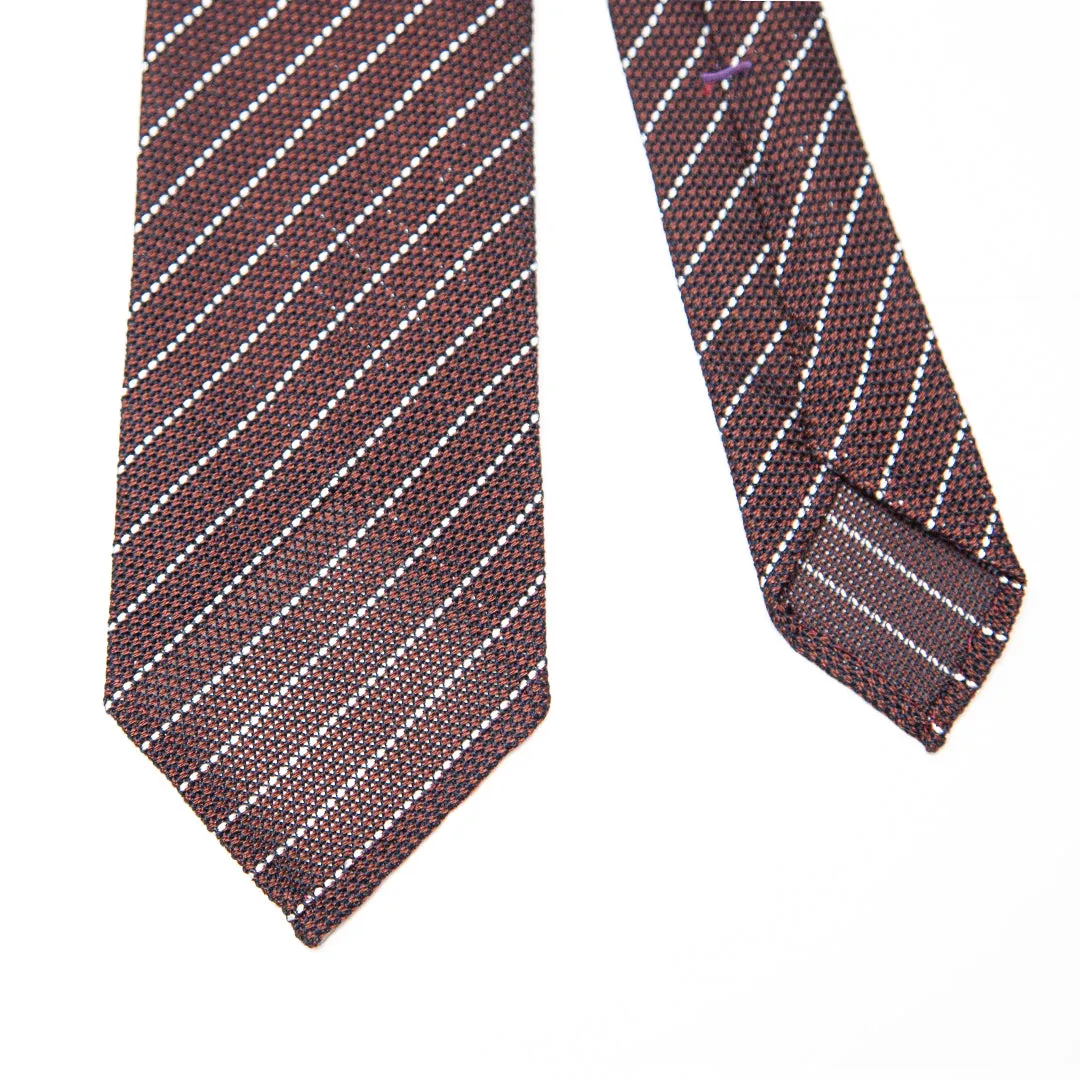 Burgundy Striped Grenadine Silk Tie