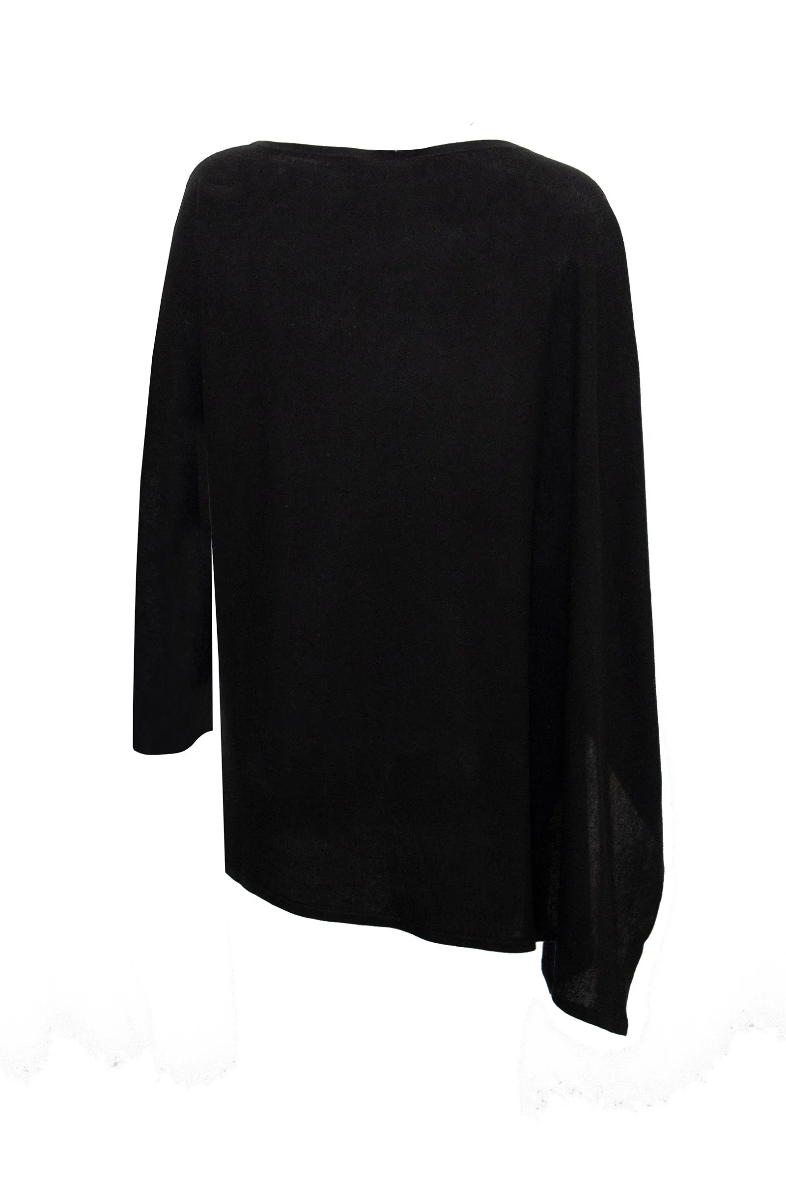 Cashmere Silk Blend Black Poncho