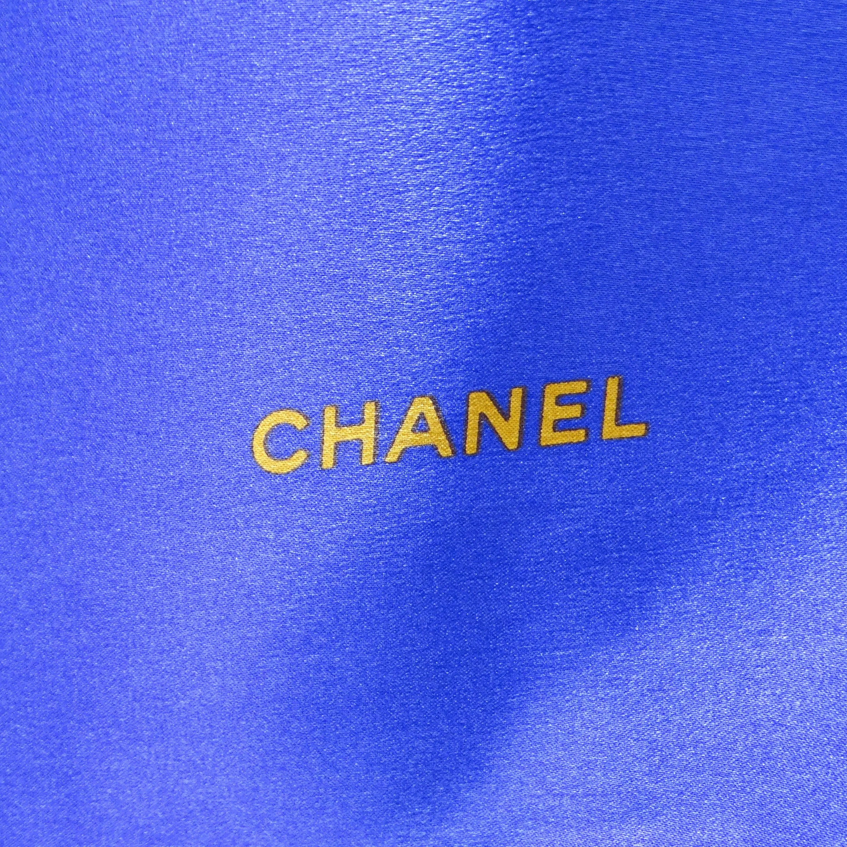 Chanel 1990s Purple Logo Printed Silk Scarf