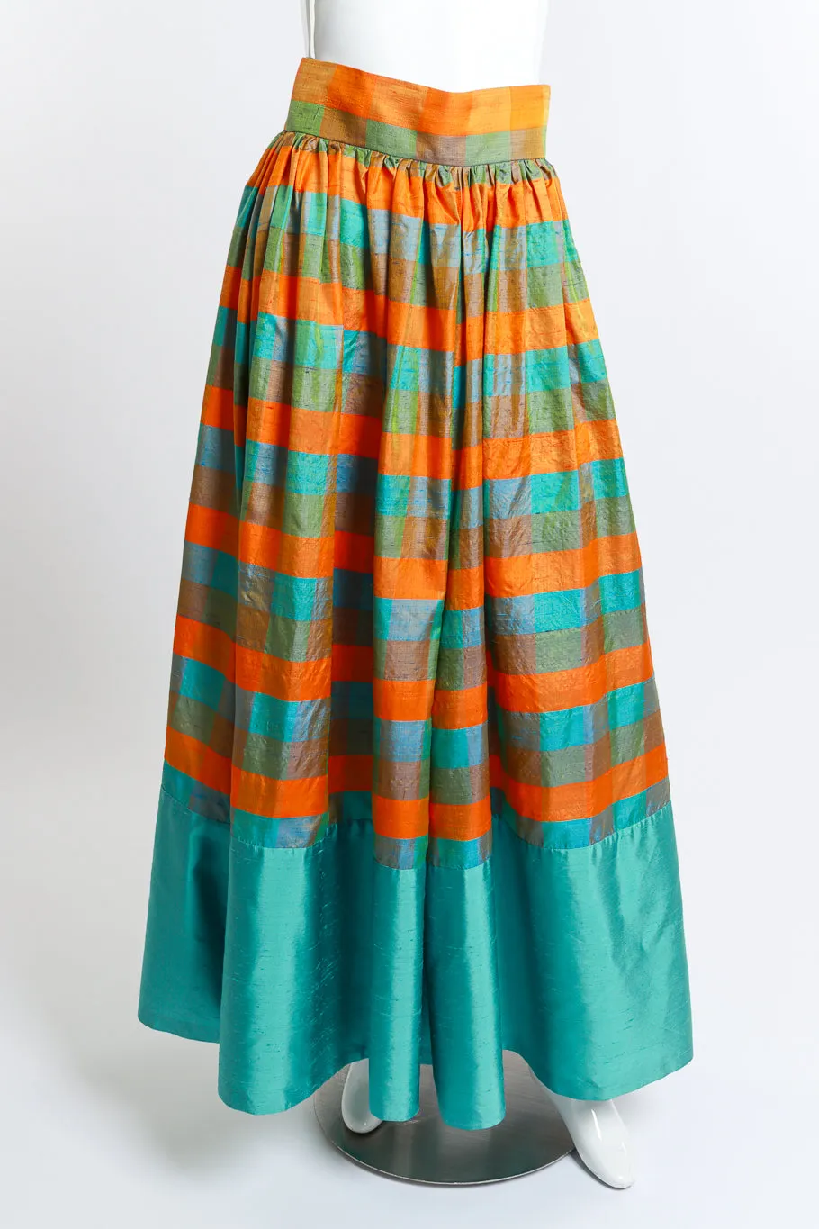 Checkered Silk Maxi Skirt