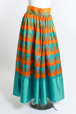 Checkered Silk Maxi Skirt