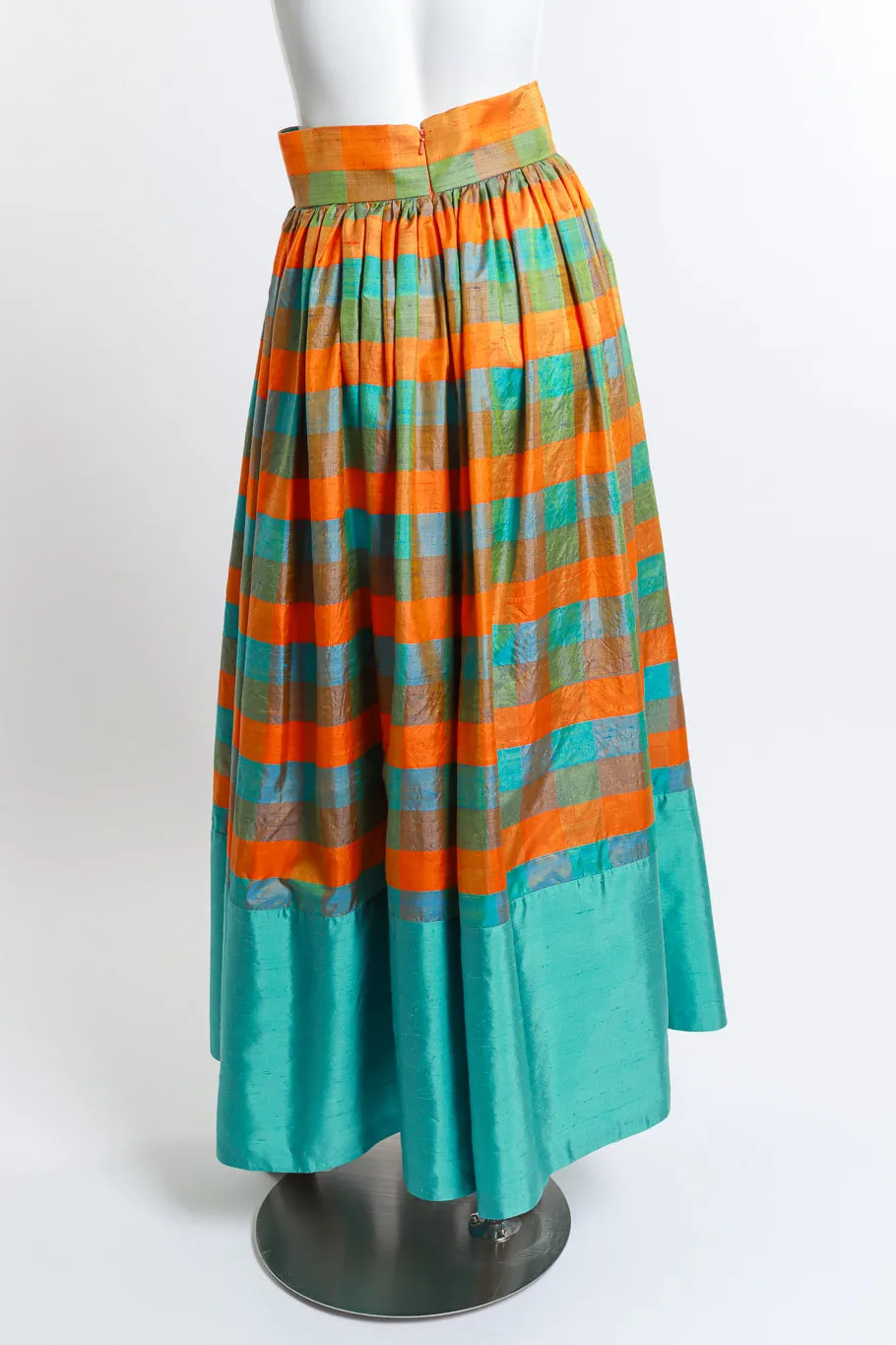 Checkered Silk Maxi Skirt