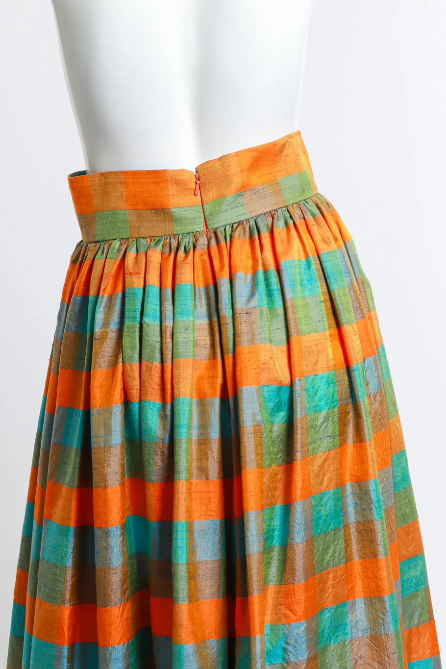 Checkered Silk Maxi Skirt