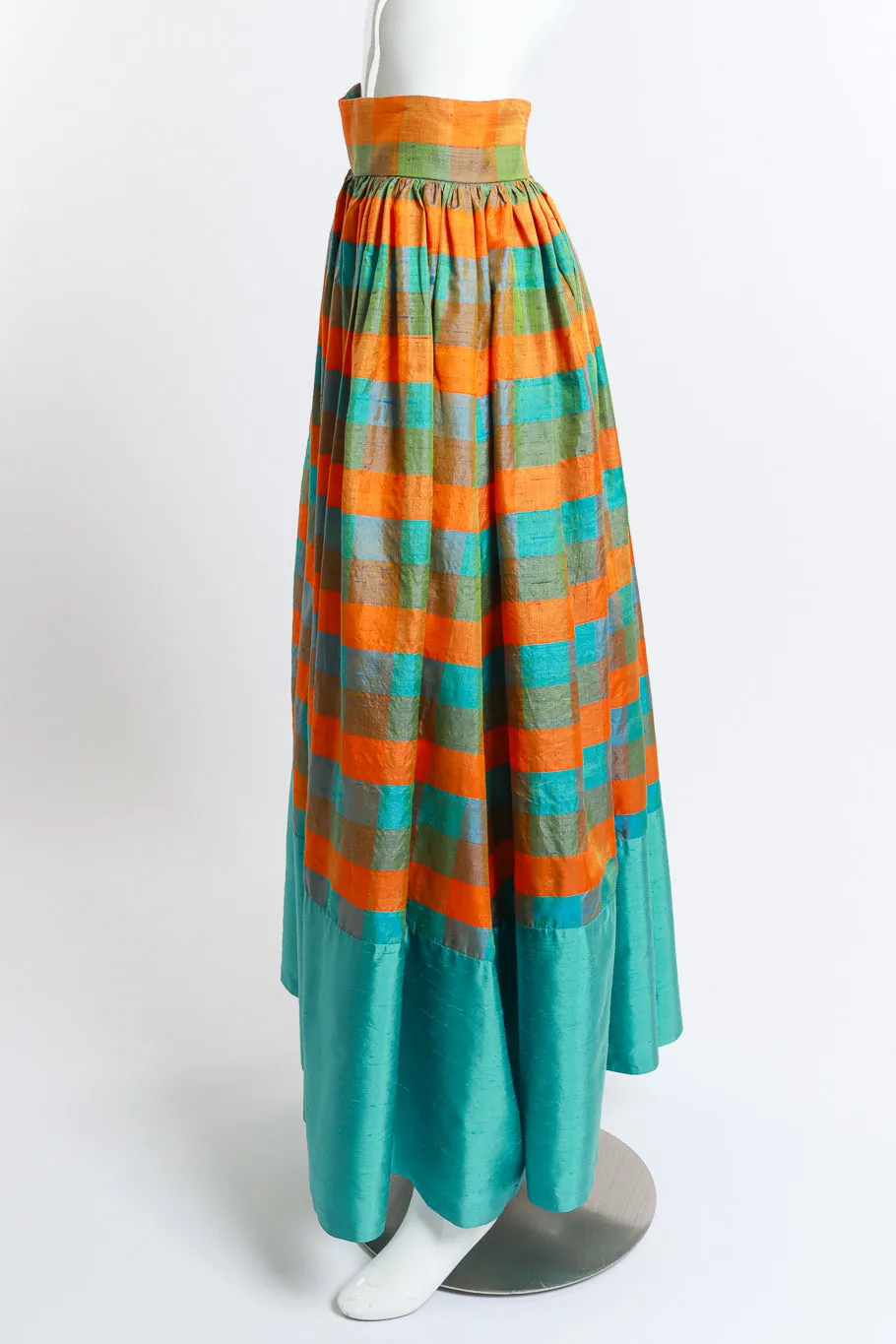 Checkered Silk Maxi Skirt