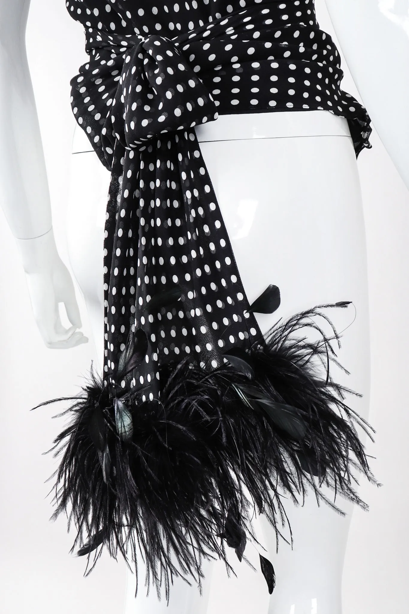 Chiffon Dot Feather Tie Top